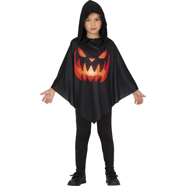 Halloween Zucca Poncho Costume Con Cappuccio Bambini Spaventoso Fantasma Travestimento Spaventoso Costume Bambini Enfant Cool Halloween Poncho Costume, Taglia: 128/134 Colore: Nero-image