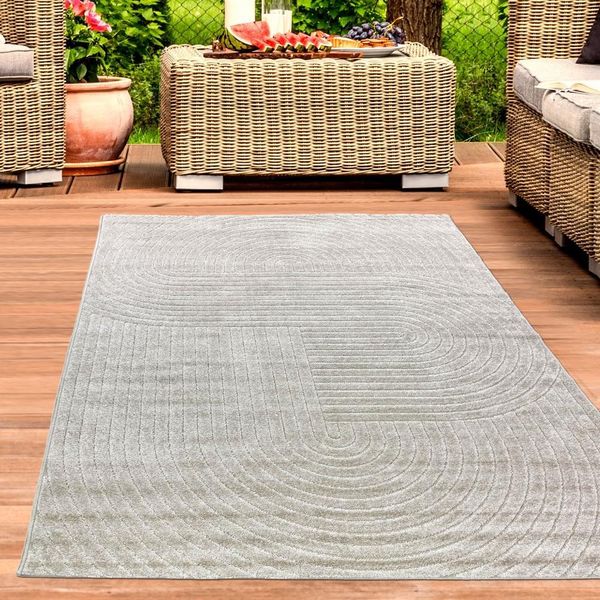 Tappeto Moderno Per Esterni Resistente Alle Intemperie Terrazza Balcone Stile Boho Alta Qualità Facile Da Pulire Beige Dimensioni - 140 X 200 Cm-image