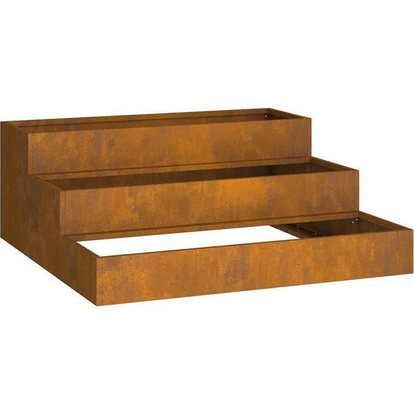 Vidaxl Fioriera Da Giardino Rusty 90 X 90 X 35 Cm Acciaio Resistente Alle Intemperie-image