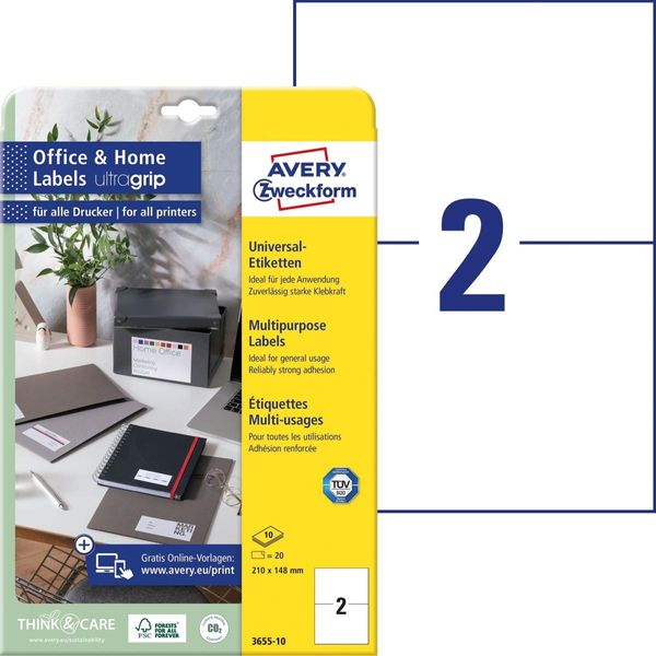 Avery Etichette Universali Zweckform, 210 X 148 Mm, Bianco-image