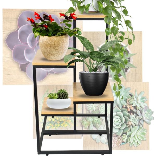 Portafiori Autoportante Per Fiori E Piante, 4 Livelli, Metallo, Rustico, 76 Cm-image