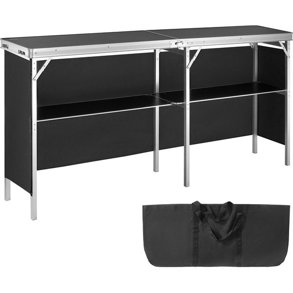 Bancone Espositivo Portatile Bancone Espositivo, 1980 X 385 X 880 M Bancone Espositivo Bancone Espositivo, Tavolo Promozionale Pieghevole Bancone Promozionale, Reception Con Ripiano, Borsa Di Trasporto, Nero-image