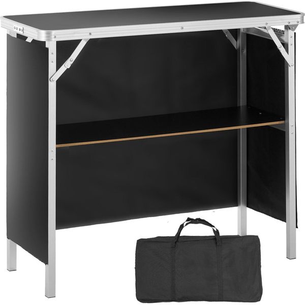 Bancone Espositivo Portatile Bancone Espositivo, 975 X 385 X 870 Mm Bancone Espositivo Bancone Espositivo, Tavolo Promozionale Pieghevole Bancone Promozionale, Reception Con Ripiano, Borsa Di Trasporto, Nero-image