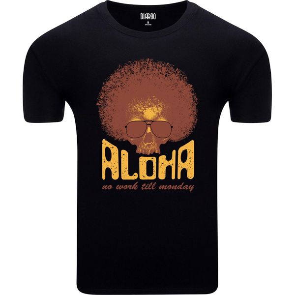 Diarbo Maglietta Da Uomo Con Stampa Divertente Aloha Skull Nero Taglia Xxl-image