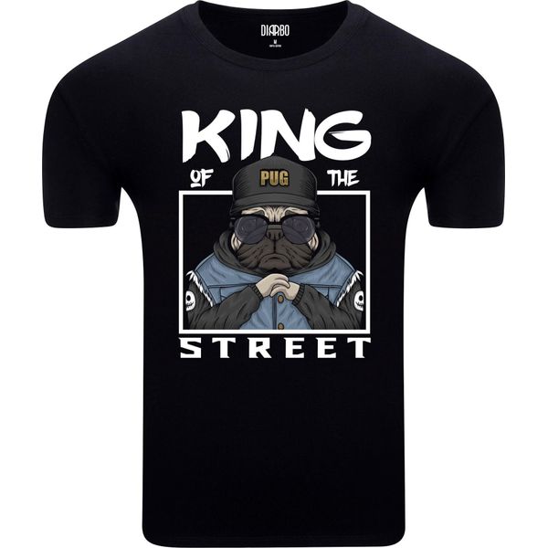 Diarbo Maglietta Da Uomo Con Stampa Divertente Pug, King Of The Road Nero Taglia S-image