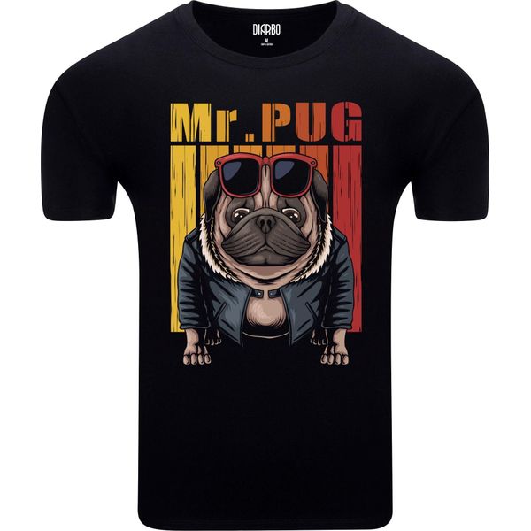 Diarbo Maglietta Da Uomo Con Stampa Divertente Mr Pug Nero Taglia S-image