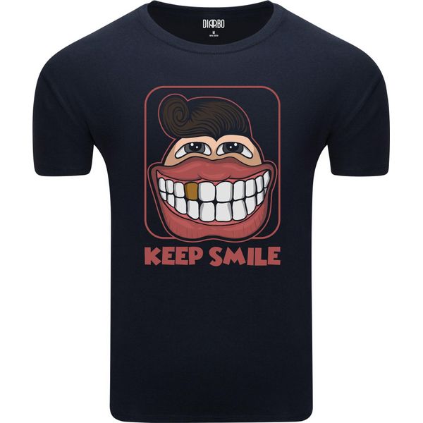 Diarbo Maglietta Da Uomo Con Stampa Divertente Smile Su Blu Scuro Taglia Xl-image