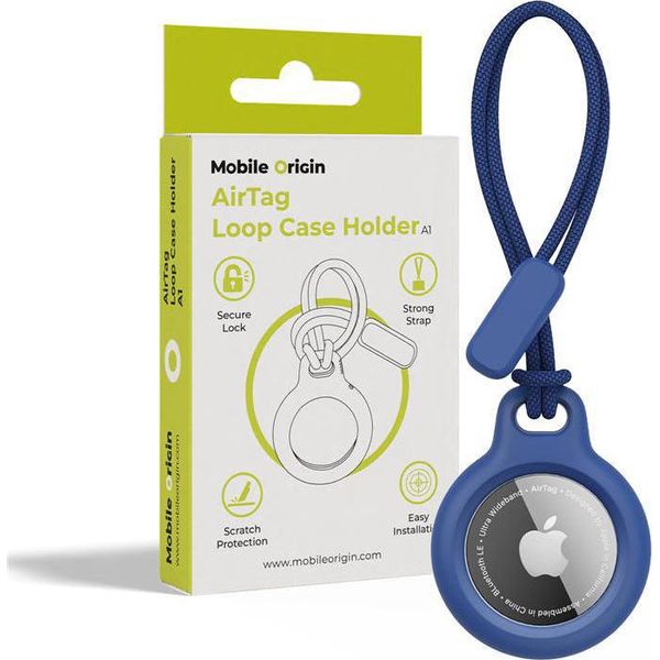 Cover Protettiva / Portachiavi Per Apple Airtag, Mobile Origin Airtag Loop Case A1 Per Apple Airtag, Blu-image
