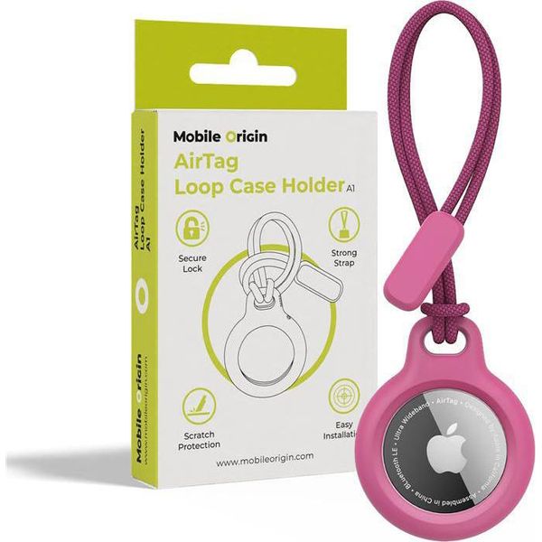 Cover Protettiva / Portachiavi Per Apple Airtag, Mobile Origin Airtag Loop Case A1 Per Apple Airtag, Rosa-image