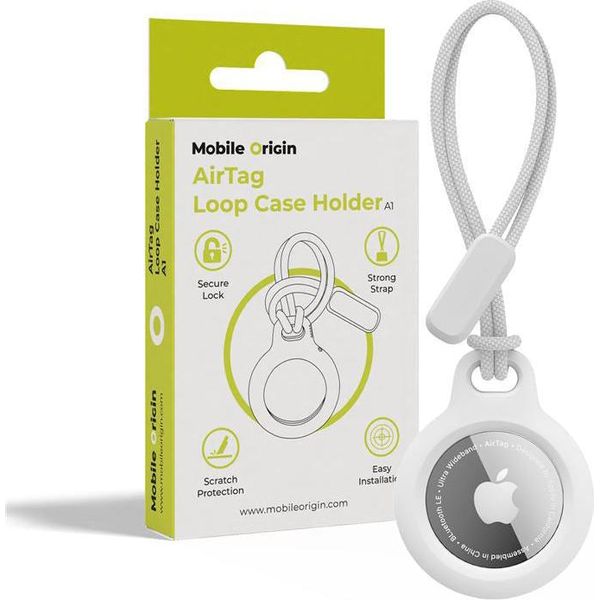 Cover Protettiva / Portachiavi Per Apple Airtag, Mobile Origin Airtag Loop Case A1 Per Apple Airtag, Bianco-image