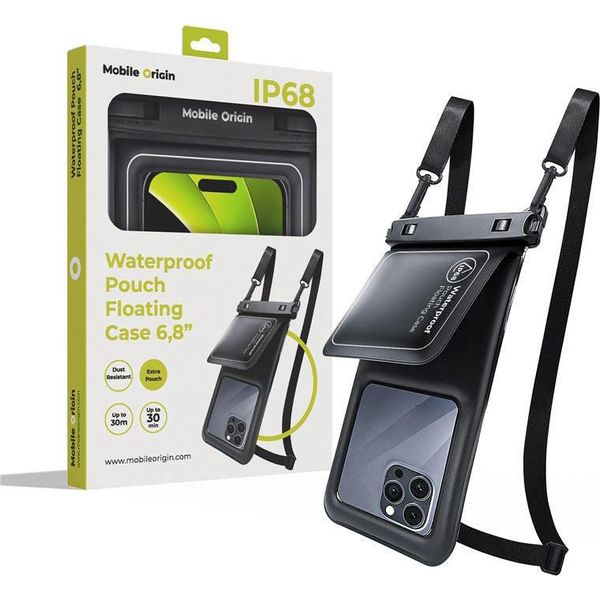 Cover Impermeabile Mobile Origin IP68 Custodia Galleggiante Impermeabile Per Smartphone Fino A Max. 6,8", Nero"-image