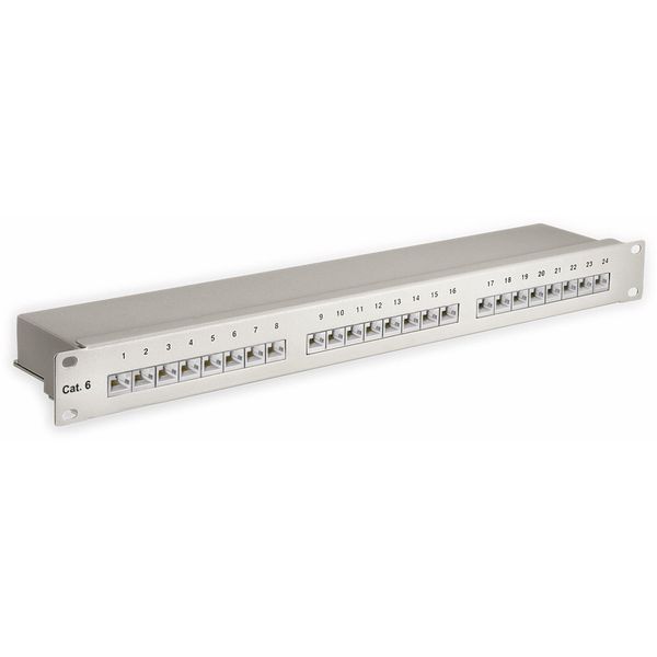 Goobay 94036 Pannello Patch Cat 6 Da 19 Pollici (48,3 Cm), 24 Porte, Grigio - Schermato Stp, Grigio-image