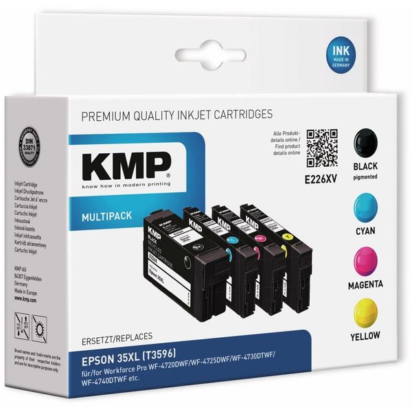 Kmp 1638,4005 Kmp E226XV Multipack Bk/C/M/Y Kompatibel Mit Epson T 3596 Xl-image