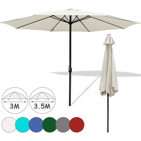 Einfeben Ombrellone Da Giardino 3,5 M Ombrellone Idrorepellente UV40+ Con Manovella Ombrellone Da Balcone, Beige, 3,5M-image