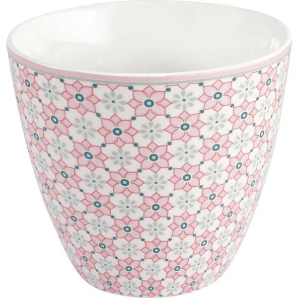 Greengate Latte Cup Gwen Pale Pink Rosa Con Fiori Tazza Da Caffè 300 Ml-image