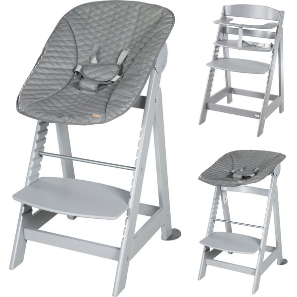 Roba Born Up Seggiolone Da Tavolo, Set 2In1, "Stone Trapuntato"", Seggiolone Color Tortora Con Funzione Reclinabile, Dalla Nascita"-image