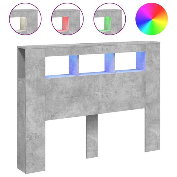 Testata Led Grigio Cemento 140X18,5X103,5 Cm Materiale A Base Di Legno-image