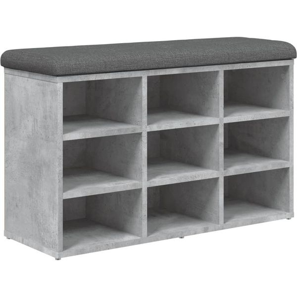 Panca Per Scarpe In Cemento Grigio 82X32X50 Cm Materiale In Legno-image