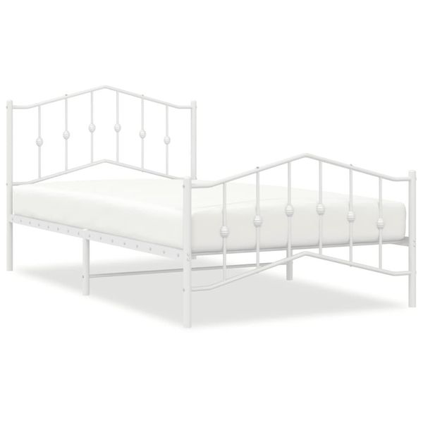 Vidaxl Struttura Letto Con Testiera E Pediera In Metallo Bianco 107X203 Cm-image