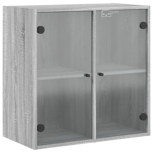 Vidaxl Armadio A Muro Con Ante In Vetro Grigio Sonoma 68X37X68,5 Cm-image