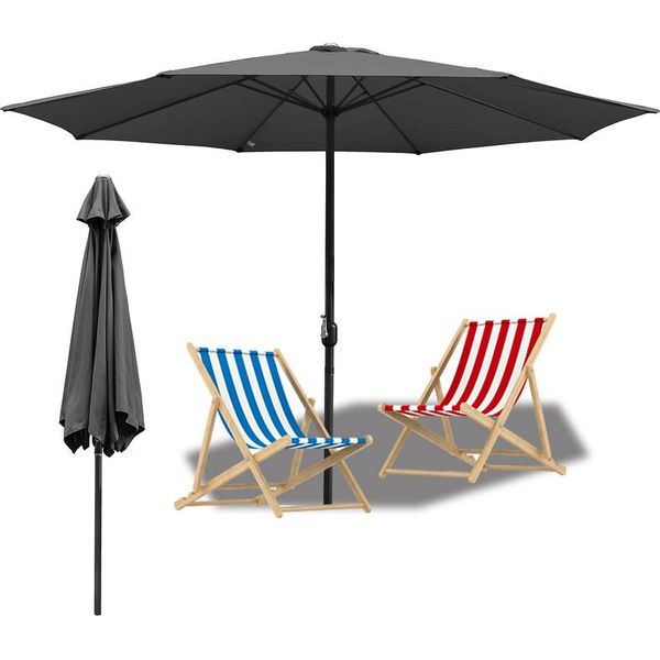 Jopassy Ombrellone Da 3,5 M UV40+ Protezione Solare Ombrellone Da Giardino Ombrellone Da Spiaggia, Grigio-image