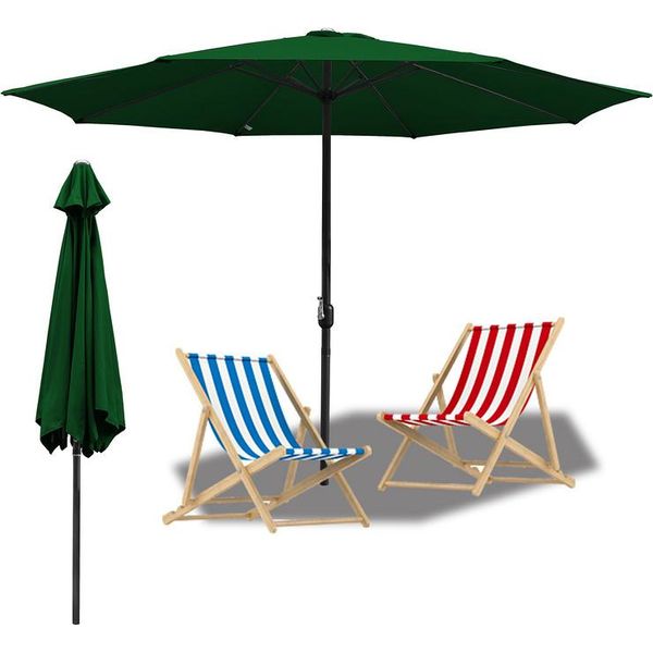 Tolletour Ombrellone Da 2,7 M UV40+ Inclinabile Protezione Solare Ombrellone Da Giardino Ombrellone Da Spiaggia, Verde-image