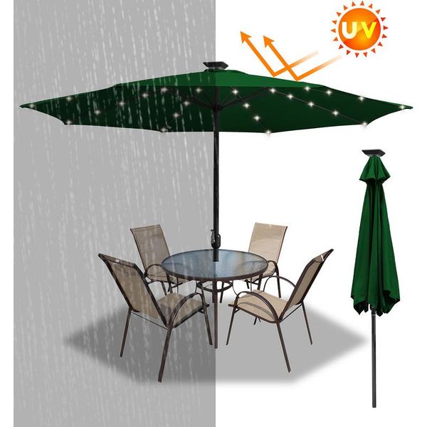 Yakimz 3,5 M Ombrellone UV40+ Ombrellone Da Giardino Ombrellone Da Spiaggia Led Solare,Verde-image