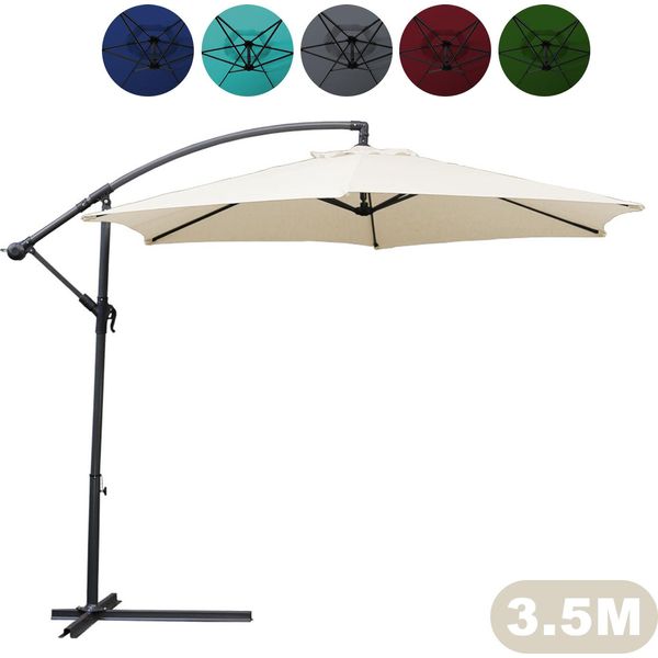Jiubiaz Ombrellone A Sbalzo 350Cm - Ombrellone A Sbalzo, Parasole, Ombrellone Da Giardino - Beige-image