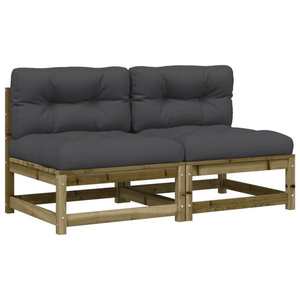 Divani Da Giardino Senza Braccioli Con Cuscini 2 Pezzi. Legno Di Pino-image