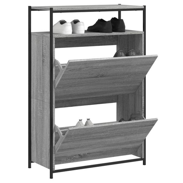 Vidaxl Scarpiera Grigio Sonoma 75X34X112 Cm Materiale A Base Di Legno-image