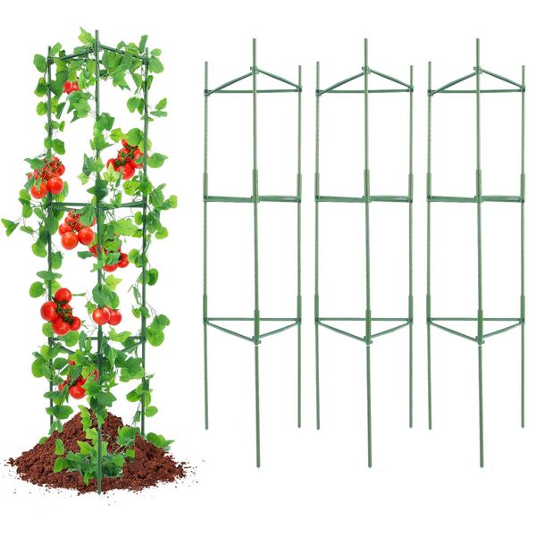 Vevor Confezione Da 6 Gabbie Per Pomodori Per L'orto, Supporto Per Piante A Traliccio Da 48 Pollici, Gabbia Di Supporto Per Piante Alte Impilabile, Per Letti Rialzati, Ortaggi, Fiori E Piante Rampicanti-image