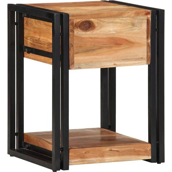 Vidaxl Comodino Marrone 40 X 35 X 50 Cm In Legno Massiccio Di Acacia-image