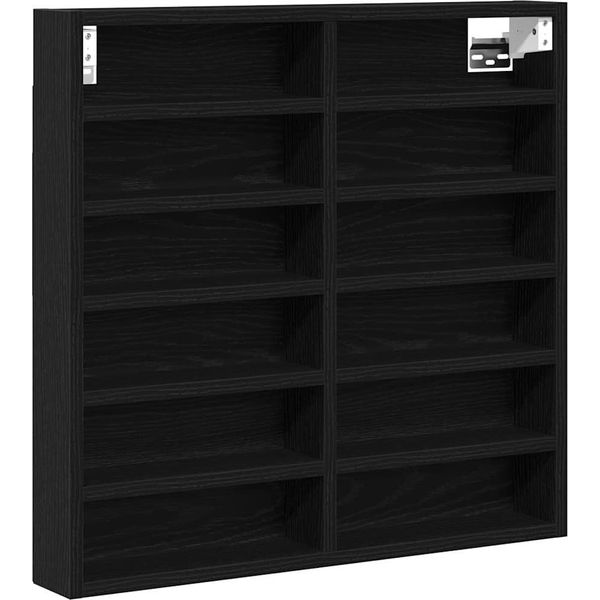 Syfax™ Vetrina Rovere Nero 60 X 8,5 X 58 Cm Legno Multistrato-image