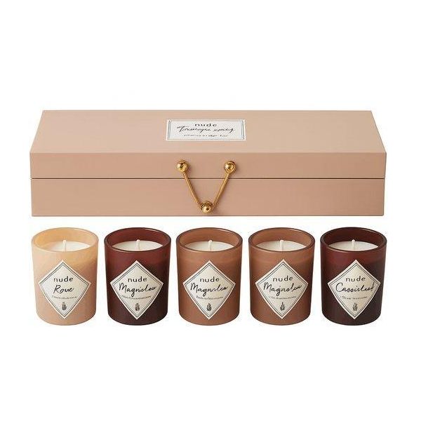 Confezione Regalo Per Candele - 5 Pezzi - Set Di Candele In Confezione Regalo - Confezione Regalo Con 5 Candele - Candele Profumate - Regalo - Beige-image