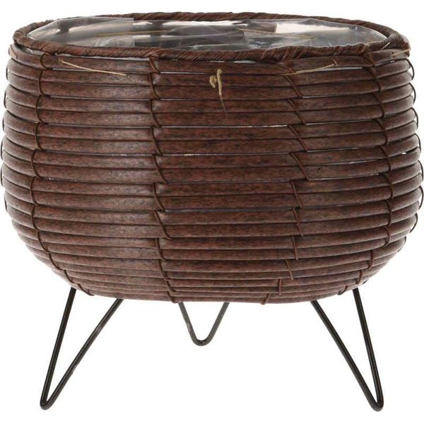 Progarden Vaso Da Fiori In Vimini Su Gambe 20,5 X 19,5 Cm Marrone KO-430001110-image