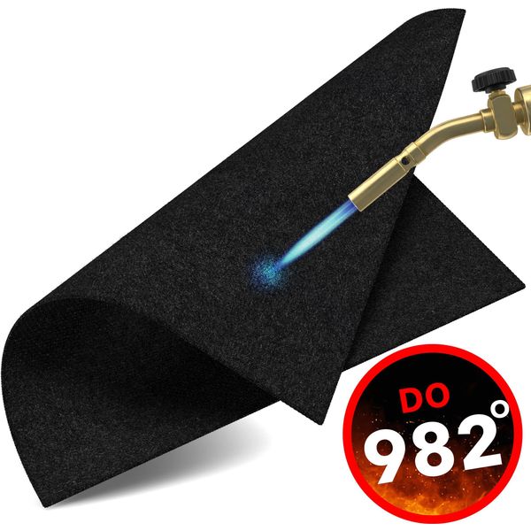 Sottotappeto Ignifugo 70X32 Cm - Tappetino Di Protezione Dal Calore Fino A 982 °C - Tappetino Antincendio Come Protezione Antincendio Ideale - Nero-image