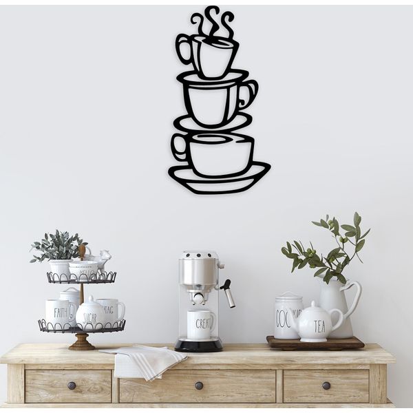 Wallity, Caffè, Decorazione Da Parete, Nero, Metallo, 40 X 75 Cm-image