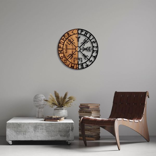 Wallity, Vegvisir - 331, Decorazione Da Parete, Nero, Metallo, 56 X 56 Cm-image