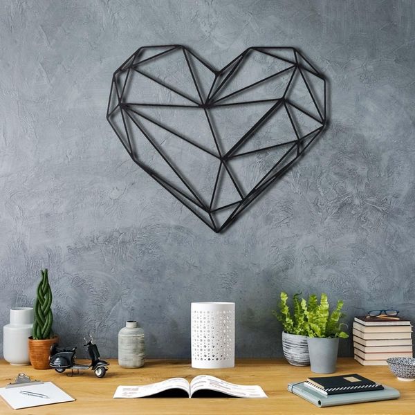 Wallity, Cuore V2, Decorazione Da Parete, Nero, Metallo, 37 X 40 Cm-image