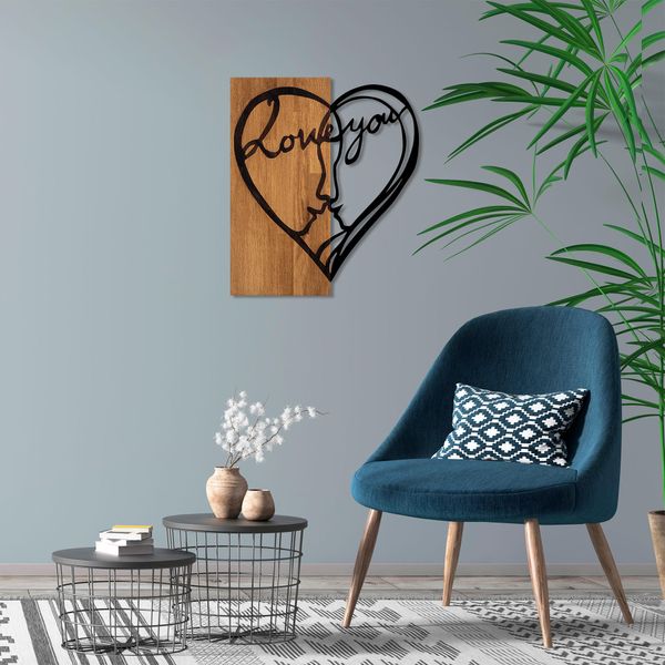 Wallity, I Love You, Decorazione Da Parete, Noce, Metallo, 54 X 58 Cm-image