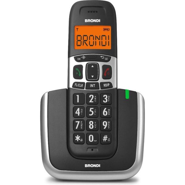 Brondi Bravo Platinum Telefono Dect Nero Argento Tasti Grandi Vivavoce-image