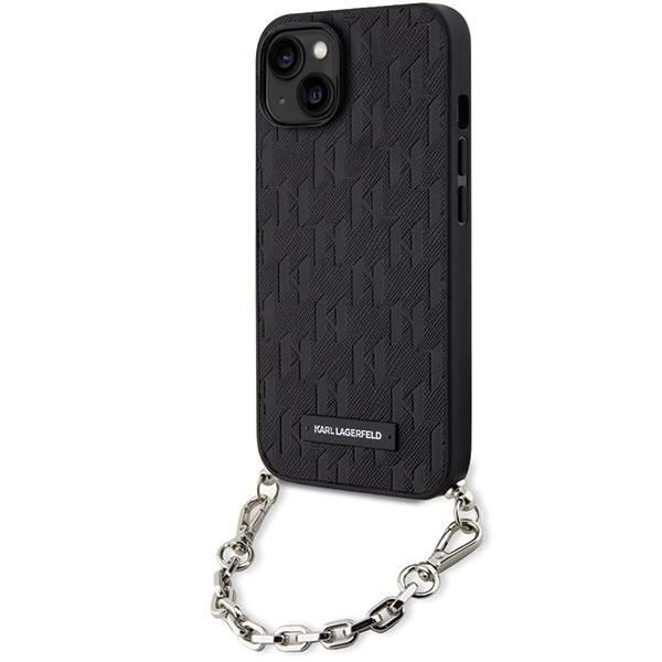 Karl Lagerfeld Klhcp14Sacklhpk Custodia Rigida Saffiano Monogram A Catena Per Iphone 14 / 15 / 13 6.1 Czarny/Nero-image