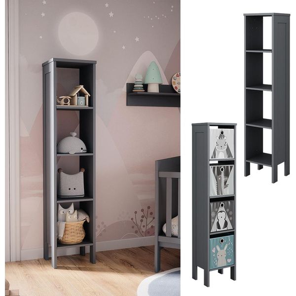 Vitalispa Scaffale Per Bambini Ajaton, 35.2 X 159.5 Cm, Grigio-image
