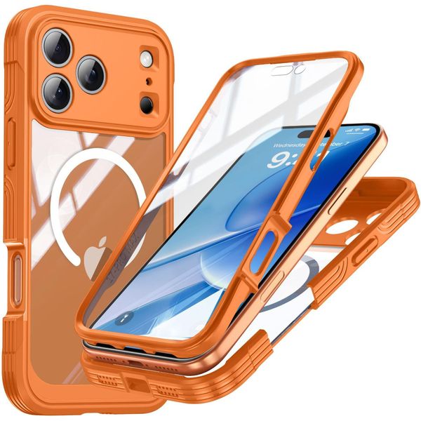 Inf Custodia Per Iphone 17 Pro Max, Vetro 9H, Arancione, Antiurto, 3 Pezzi-image