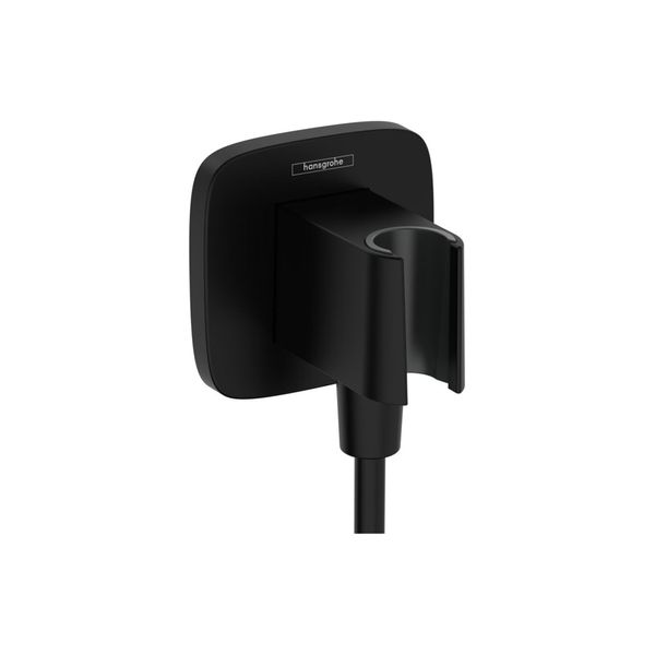 Hansgrohe Wandanschluss Fixfit Q Softsqua, Mit Brausehalter, Matt-Schwarz (26887670)-image