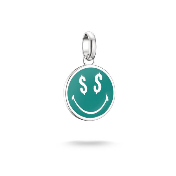 Charm-EinhäNger Thomas Sabo "Smileyworlddollars Charm - Connect", Silber (Silberfarben, GrüN), Charms, Damen, Silber 925 (Recycelt)-image