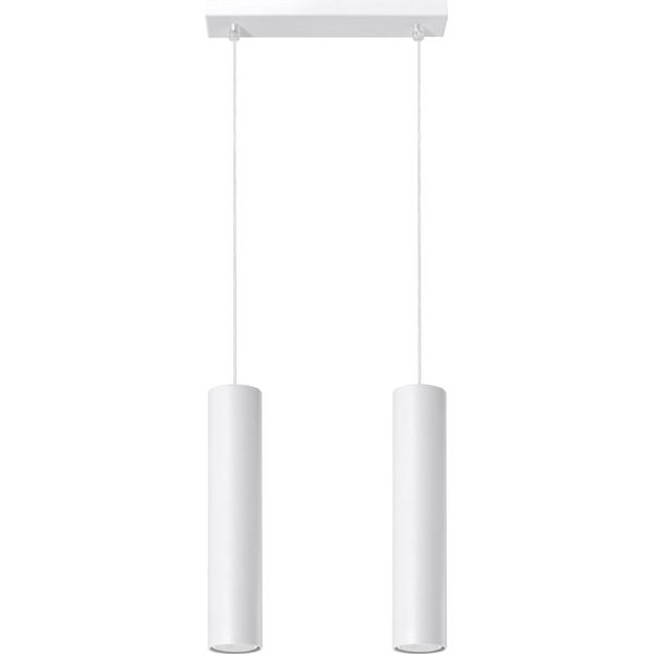 Lampada A Sospensione Lagos 2 Bianco 2Xgu10 10W Acciaio 90X6X30Cm Sollux Lighting-image