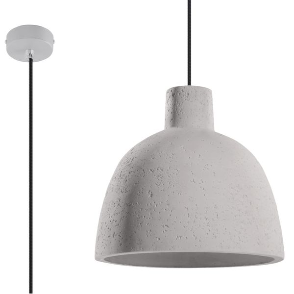 Lampada A Sospensione Damaso 1Xe27 15W Calcestruzzo 128X28X28Cm Sollux Lighting-image