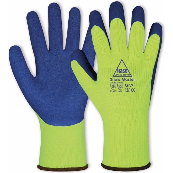 Hase Guanti Di Sicurezza Guanto Da Lavoro In Lattice Invernale, En 388, En 420, En 511, Giallo/Blu, Taglia 10-image
