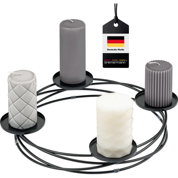 B-Goods Bremermann Portacandele A Forma Di Corona, Per Candele A Colonna, Portacandele Nero-image
